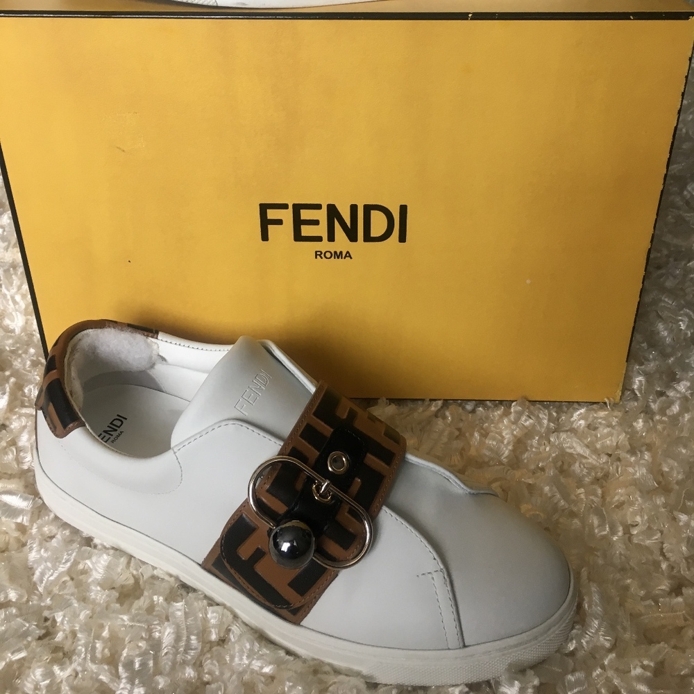 Fendi Pearland Leather Sneakers with FF Strap